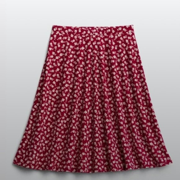 BNWT Gilli Morgen Floral Midi Skirt Burgundy Size M Petite Stitch Fix - Picture 4 of 4